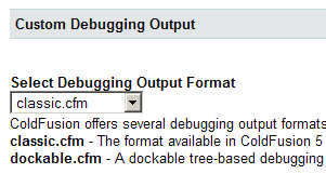 CF Debugging drop down CF Debugging drop down